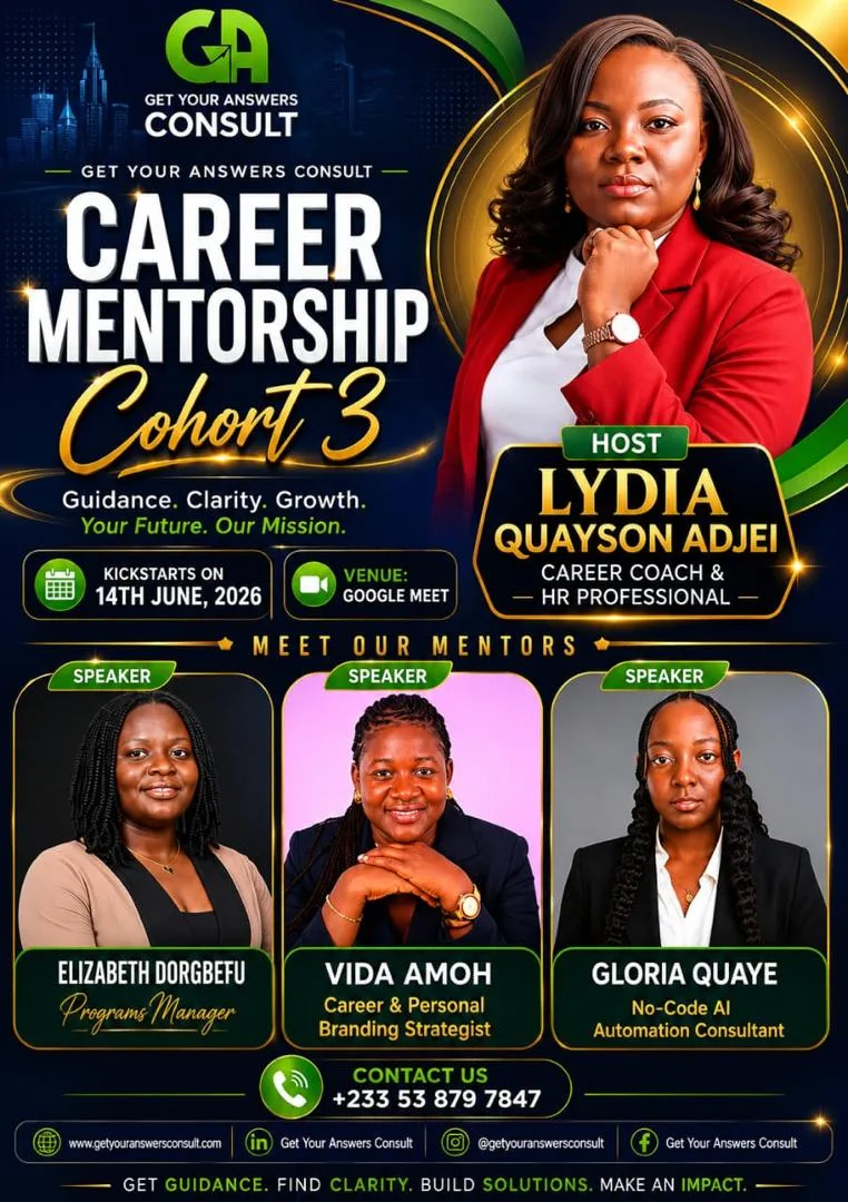 A woman in a red jacket is hosting a career mentorship program.