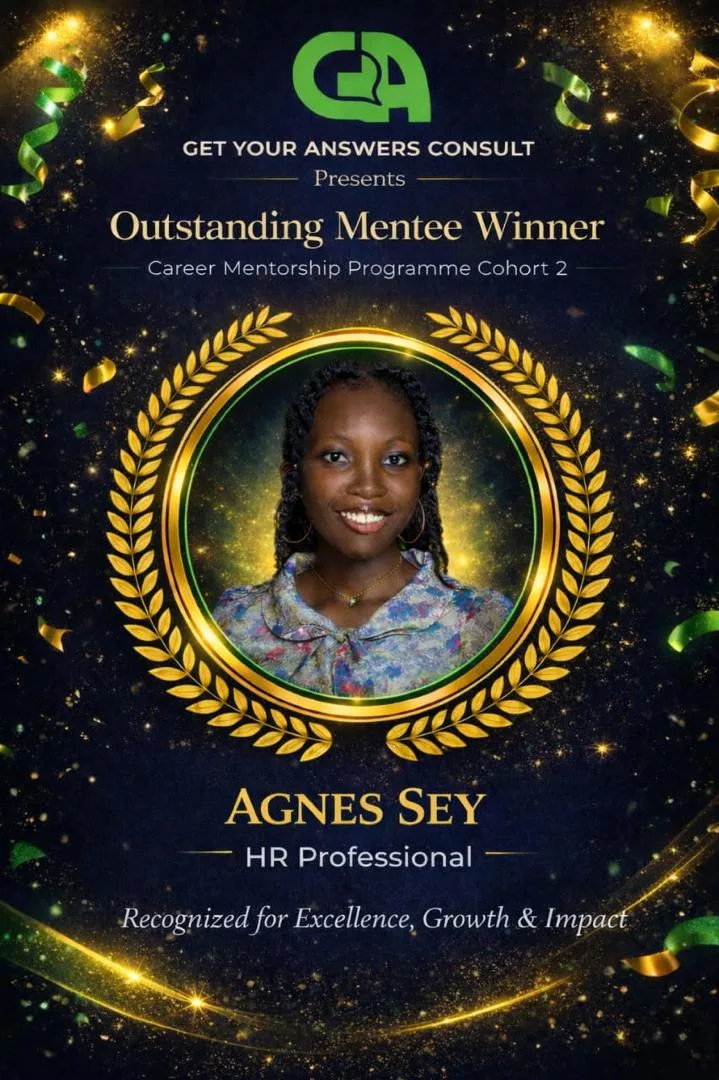 A woman wearing a floral shirt is the winner of the Outstanding Mentee award.